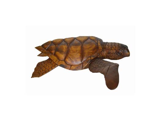 WorldBazzar Beautiful Huge Hand Carved Teak Wood Turtle Ocean Wall Sculpture Hanging Statue One of Kind