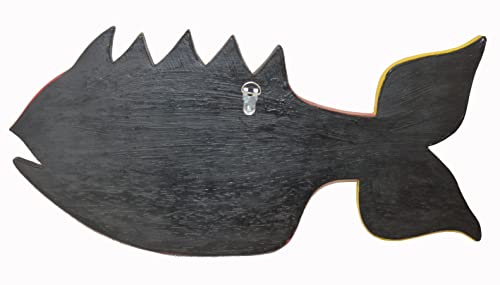 BEAUTIFUL UNIQUE RED HANDMADE WOODEN FISH hanging wall art HAND CARVED STATUE SCULPTURE