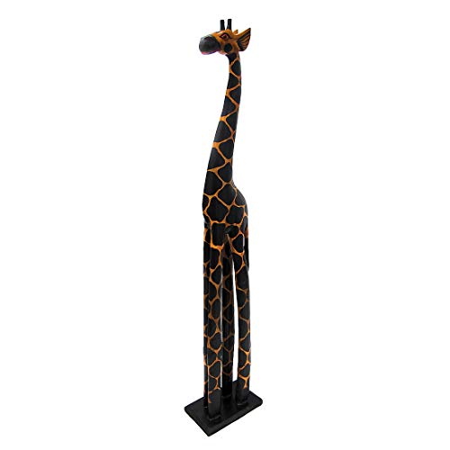 Zeckos Hand Carved Wooden Giraffe Sculpture Safari Home Decor Figurine Statue