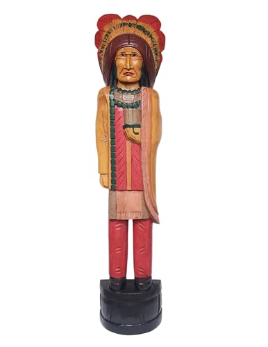 5 Foot Tall Giant Hand Carved Wooden Cigar Indian Statue Sculpture Carving Chief Cowboy Western Art