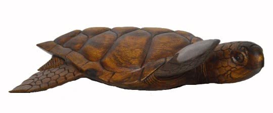 WorldBazzar Beautiful Huge Hand Carved Teak Wood Turtle Ocean Wall Sculpture Hanging Statue One of Kind