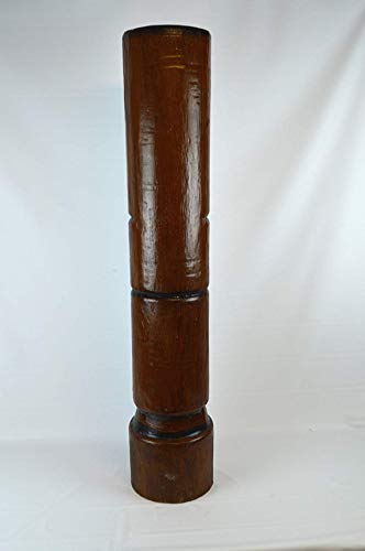 WorldBazzar Hand Carved Wood 40inch Tall Tiki Totem Pole Carved Design Palm Tree Brown, Black, Yellow, White, Red