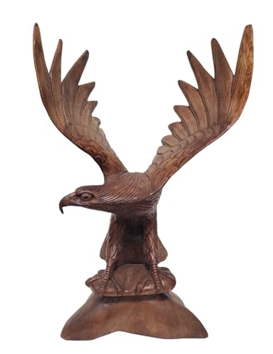 Mahogany Wood Bald Eagle, 20 inch Hand Carved by Mr Putu American Indian Cowboy Horse (1)
