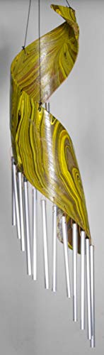 WorldBazzar Large Beautiful Palm Tree Spiral Leaf Wind Chime with Metal Musical Sound Calming Therapy