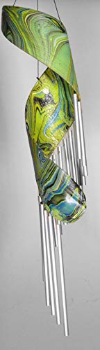 WorldBazzar Large Beautiful Palm Tree Spiral Leaf Wind Chime with Metal Musical Sound Calming Therapy