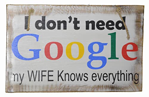 Hand Carved Wooden I DON'T NEED GOOGL MY WIFE KNOWS EVERYTHING Cocktails Drinking BEACH Surfboard Sign