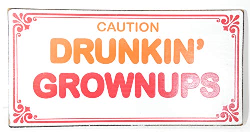 WorldBazzar Caution Drunkin' Grownups Cute Funny Coffee Lover Dunking Donuts Sign Gag Gift