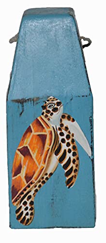 Hand Carved Beautiful Wood Sea Turtle Ocean Salt Life Sea Buoy Sculpture Tropical Home Decor Art Nautical