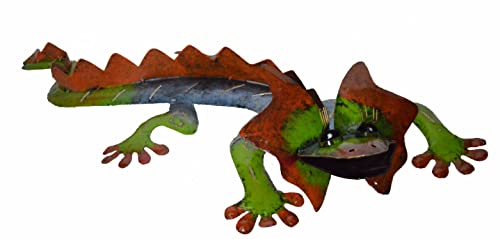WorldBazzar 31" LG Beautiful Unique Hand Crafted Metal Frilled Lizard Iguana Dragon Bearded Komodo Gecko Tropical Island Wall Art