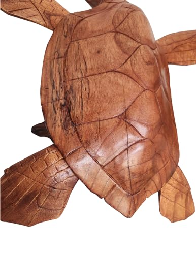 WorldBazzar Beautiful Huge Hand Carved Wood Turtle Ocean Coral Statue One of Kind