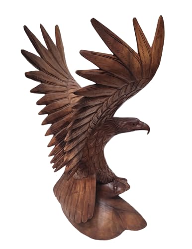 Mahogany Wood Bald Eagle, 20 inch Hand Carved by Mr Putu American Indian Cowboy Horse (1)