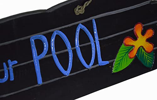 WELCOME TO OUR POOL HIBISCUS FLOAT BEER TIKI BAR WALL TROPICAL SIGN WOOD PARROT