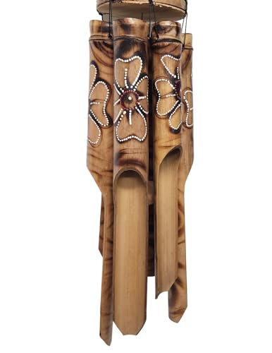 Hand Crafted Bird House Bamboo Wind Chime Hibiscus Flowers
