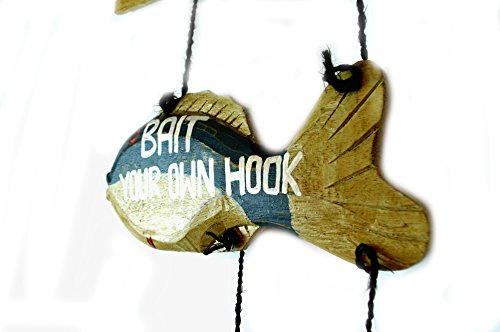 LG Hand Carved Fishing Rules Sign Wooden Nautical Trout Bass Mauhi Perch