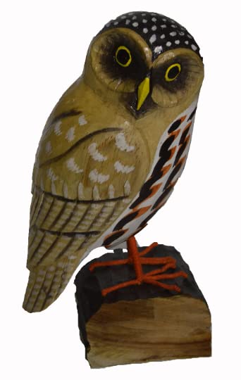 Large Handmade Wood Owl Sculpture Statue Carving Decor Sculptures