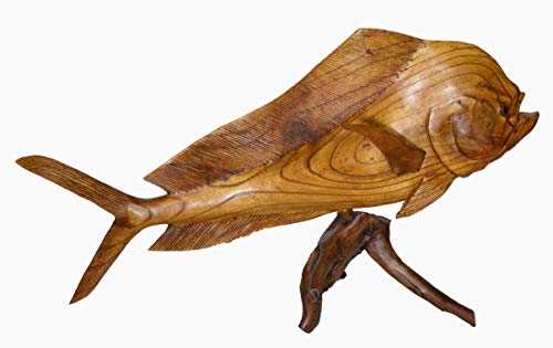 WorldBazzar *ONE of A Kind* Beautiful Handmade Wooden MAHI MAHI Dolphin Sculpture Statue Carving Sport Fish Trophy ONE of A Kind