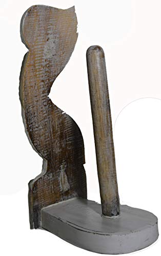 WorldBazzar Hand Carved White Pelican Paper Towel Holder Wood Carving Nautical Statue Kitchen Gadget Sculpture