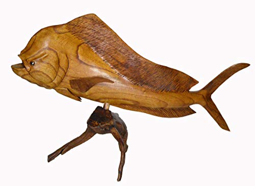 WorldBazzar *ONE of A Kind* Beautiful Handmade Wooden MAHI MAHI Dolphin Sculpture Statue Carving Sport Fish Trophy ONE of A Kind