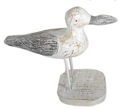 WorldBazzar 13" Hand Carved Rustic Wood Dockside Seagull Art Tropical Nautical Decor Modern