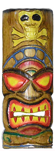 WorldBazzar Hand Carved SKELETON PIRATE SKULL Polynesian Hawaiian Tiki Style MASK 12 in Tall Scratch and DENT Sale!!!