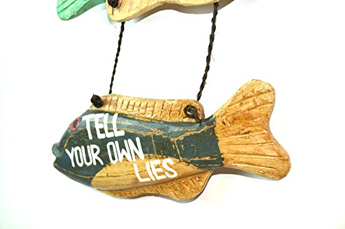 LG Hand Carved Fishing Rules Sign Wooden Nautical Trout Bass Mauhi Perch