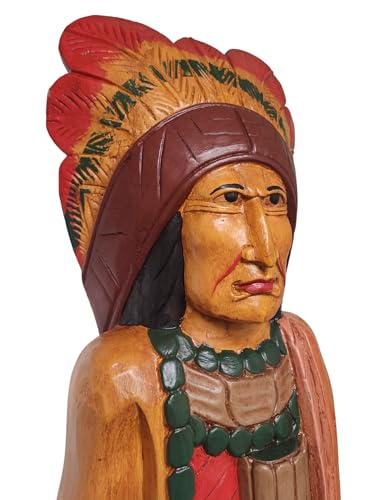 5 Foot Tall Giant Hand Carved Wooden Cigar Indian Statue Sculpture Carving Chief Cowboy Western Art