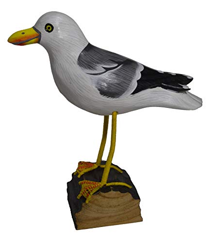 Hand Carved Painted Wood Carving Seagull Bird Decoy Vintage Style Wood Replica Life-Like Figurine