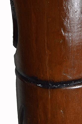 Hand Carved 40" Tall Tiki Totem Pole Carved Design Hibiscus Scratch DENT Crack