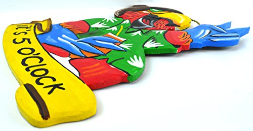 Parrot Head It's 5 O'CLOCK Wood Beach Sand Tiki Bar Sign