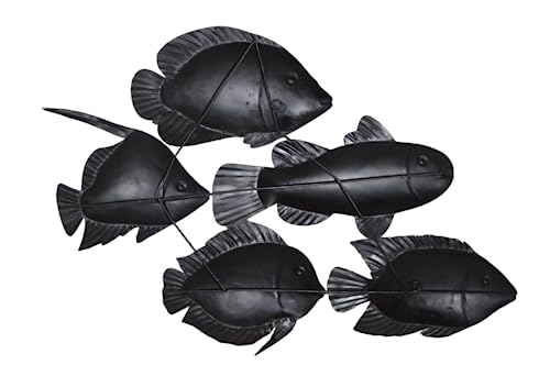 WorldBazzar BEAUTIFUL UNIQUE METALIC MULTI COLOR NAUTICAL SCHOOL OF FISH CONTEMPORARY METAL WALL ART