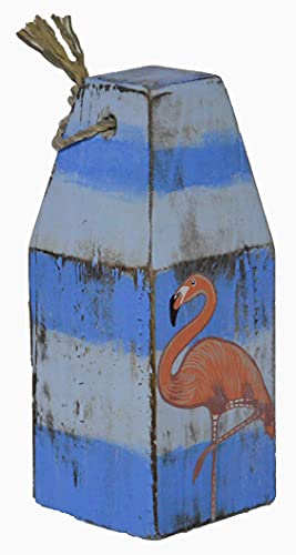 Hand Carved Beautiful Wood Pink Flamingo Bird Buoy Sculpture Tropical Home Decor Art Nautical