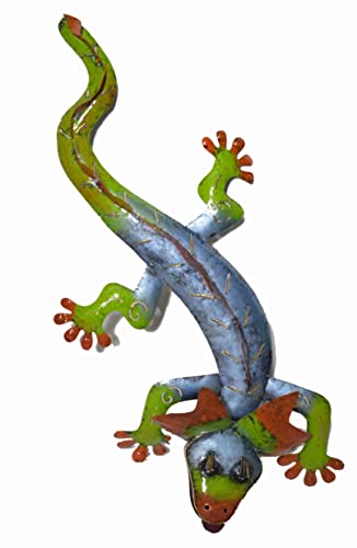 WorldBazzar 31" LG Beautiful Unique Hand Crafted Metal Frilled Lizard Iguana Dragon Bearded Komodo Gecko Tropical Island Wall Art