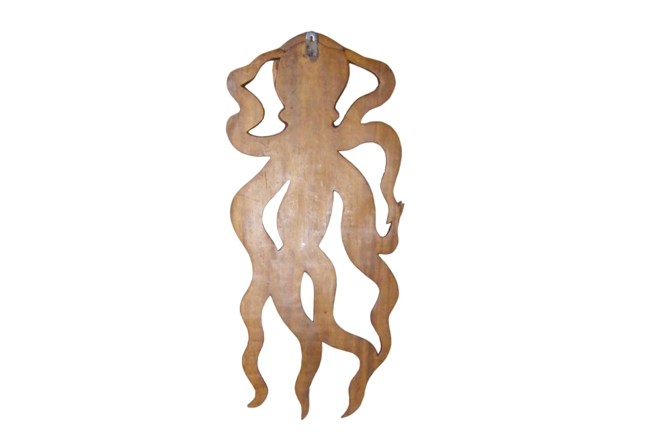WorldBazzar 31" EXTRA LARGE HAND CARVED SCULPTURE WOOD OCTOPUS WALL ART COASTAL TROPICAL NAUTICAL DECOR