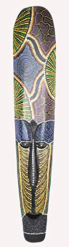 37" Carved Dot Handmade Wooden African Style Tropical Polynesian Hawaiian Tiki Wall Mask
