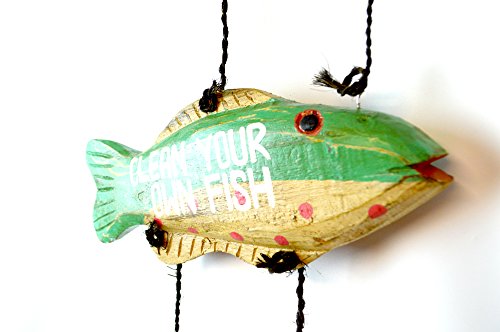 LG Hand Carved Fishing Rules Sign Wooden Nautical Trout Bass Mauhi Perch