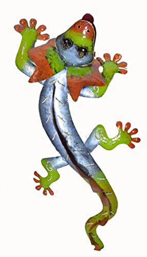 WorldBazzar 31" LG Beautiful Unique Hand Crafted Metal Frilled Lizard Iguana Dragon Bearded Komodo Gecko Tropical Island Wall Art