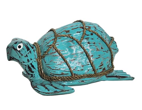 WorldBazzar Hand Carved Coconut Turtle Table Top Art Carving Sculpture Ocean Sea Nautical 3D Coastal Island Tropical Decor