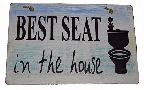 Handmade Wood "BEST SEAT IN THE HOUSE" Funny Sign Plaque Wall Art Decor Potty Bath Tub Toilet Seat Clean Hurry