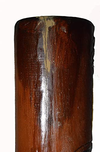 Hand Carved 40" Tall Tiki Totem Pole Carved Design Hibiscus Scratch DENT Crack