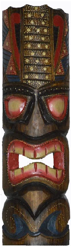 WorldBazzar 20" HAND CARVED DOT TIKI MASK HAWAIIAN POLYNESIAN WALL ART TRIBAL BAR TROPICAL