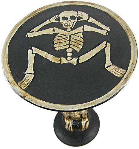 Bad Social Skeleton Blood Drunk Tiki Table Skull Bone Hand Carved Wood Plant Stand End Table Sculpture Bar Decor