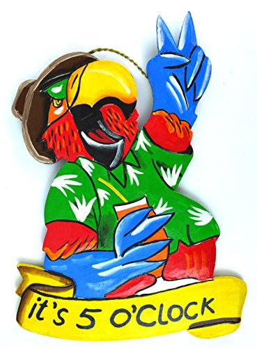 Parrot Head It's 5 O'CLOCK Wood Beach Sand Tiki Bar Sign