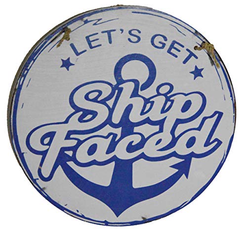 WorldBazzar Let's GET Ship Faced Anchor Away Aquaholic Drunk Boat Buoy Tiki Pool BAR Lifesaver Sign
