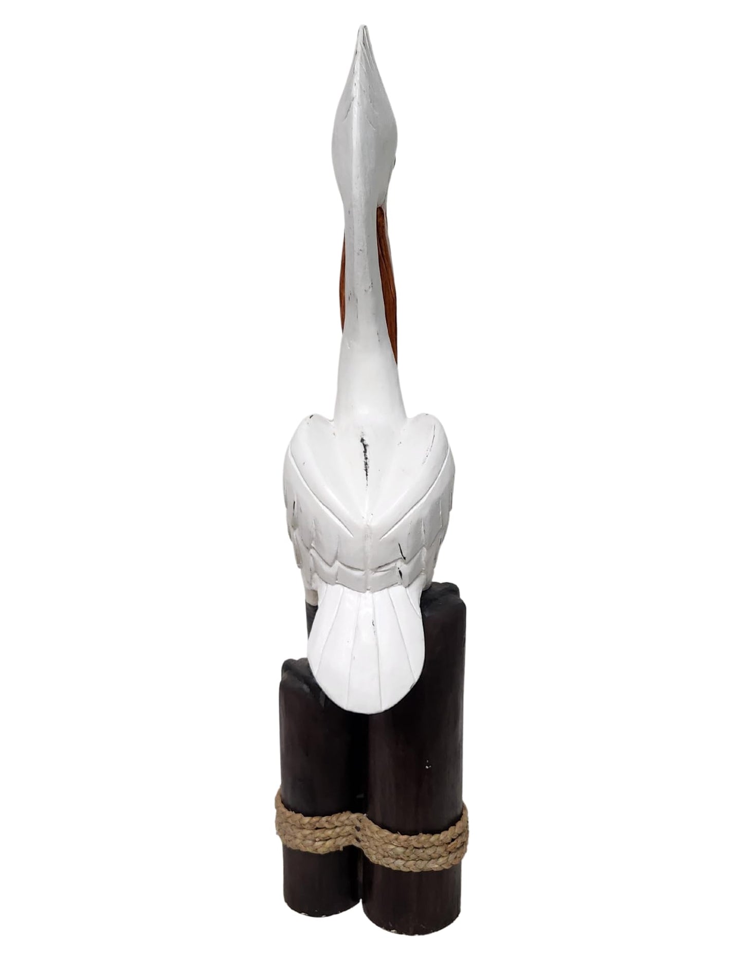 Huge 3ft Hand Carved Sculpture Statue White Pelican on Wood Piling, Tropical Nautical Decor