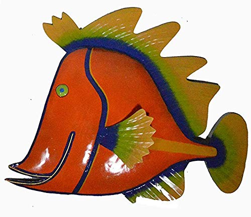 WorldBazzar Orange Beautiful Unique Fish Metal Hanging Wall Art