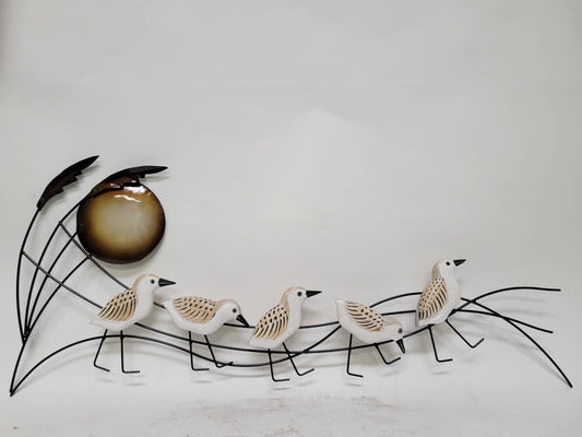WorldBazzar Hand Carved Painted Wood Metal Wall Carving SHOREBIRD Sandpiper Bird Decoy Vintage Style,Blue, Red, Brown, Green, Yellow, White, Pink, Black