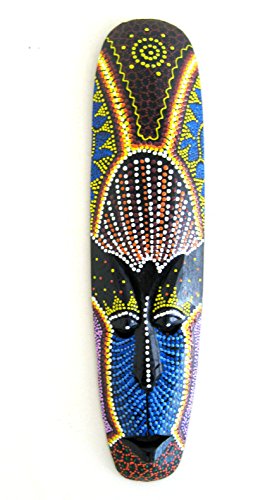 40" Carved Dot Handmade Wooden African Style Tropical Polynesian Hawaiian Tiki Wall Mask