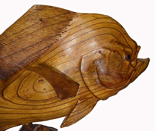 WorldBazzar *ONE of A Kind* Beautiful Handmade Wooden MAHI MAHI Dolphin Sculpture Statue Carving Sport Fish Trophy ONE of A Kind