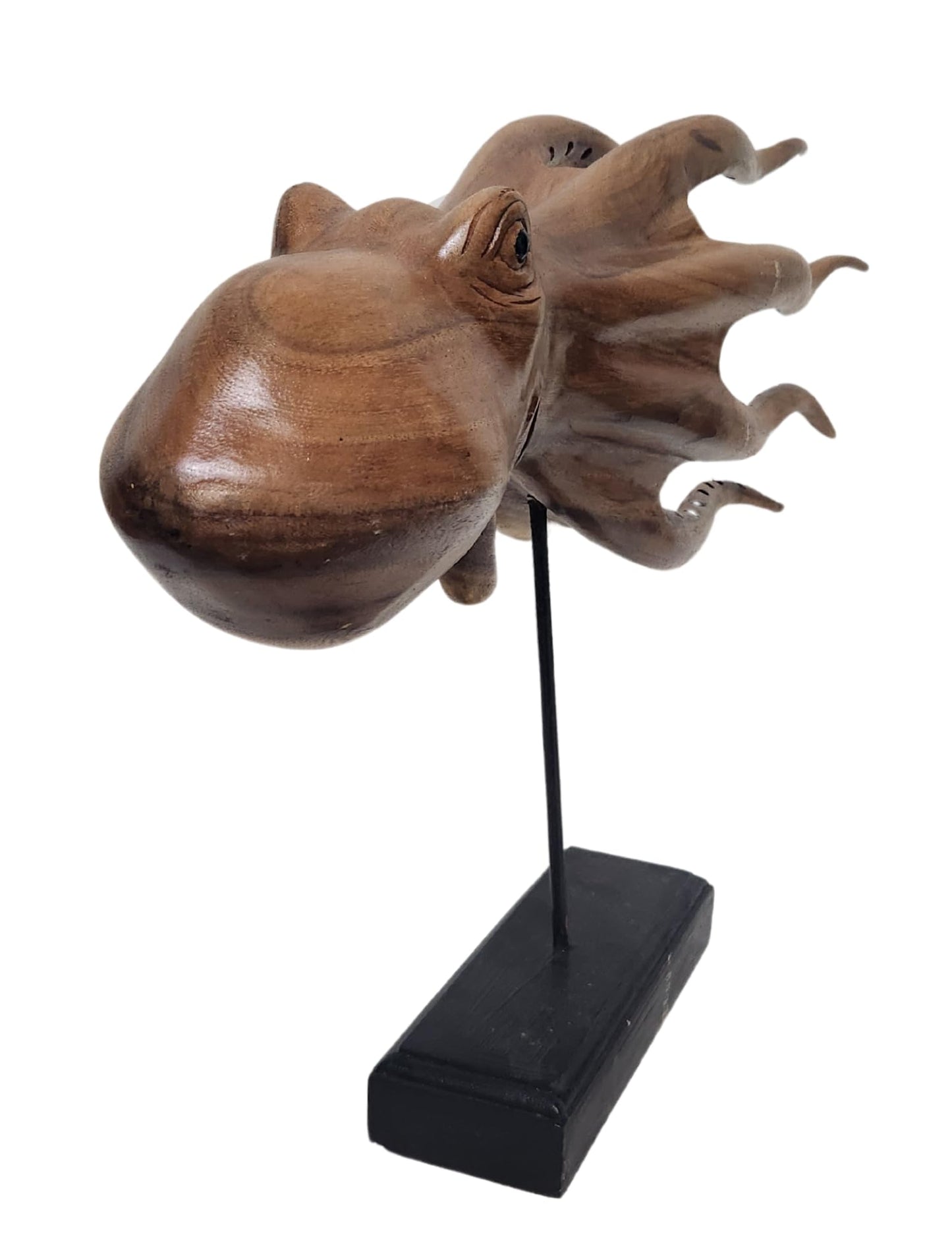 Large Hand Carved Sculpture Wood Octopus ABSTARCT Stand Modern Carving Art Can Be on Stand or Alone