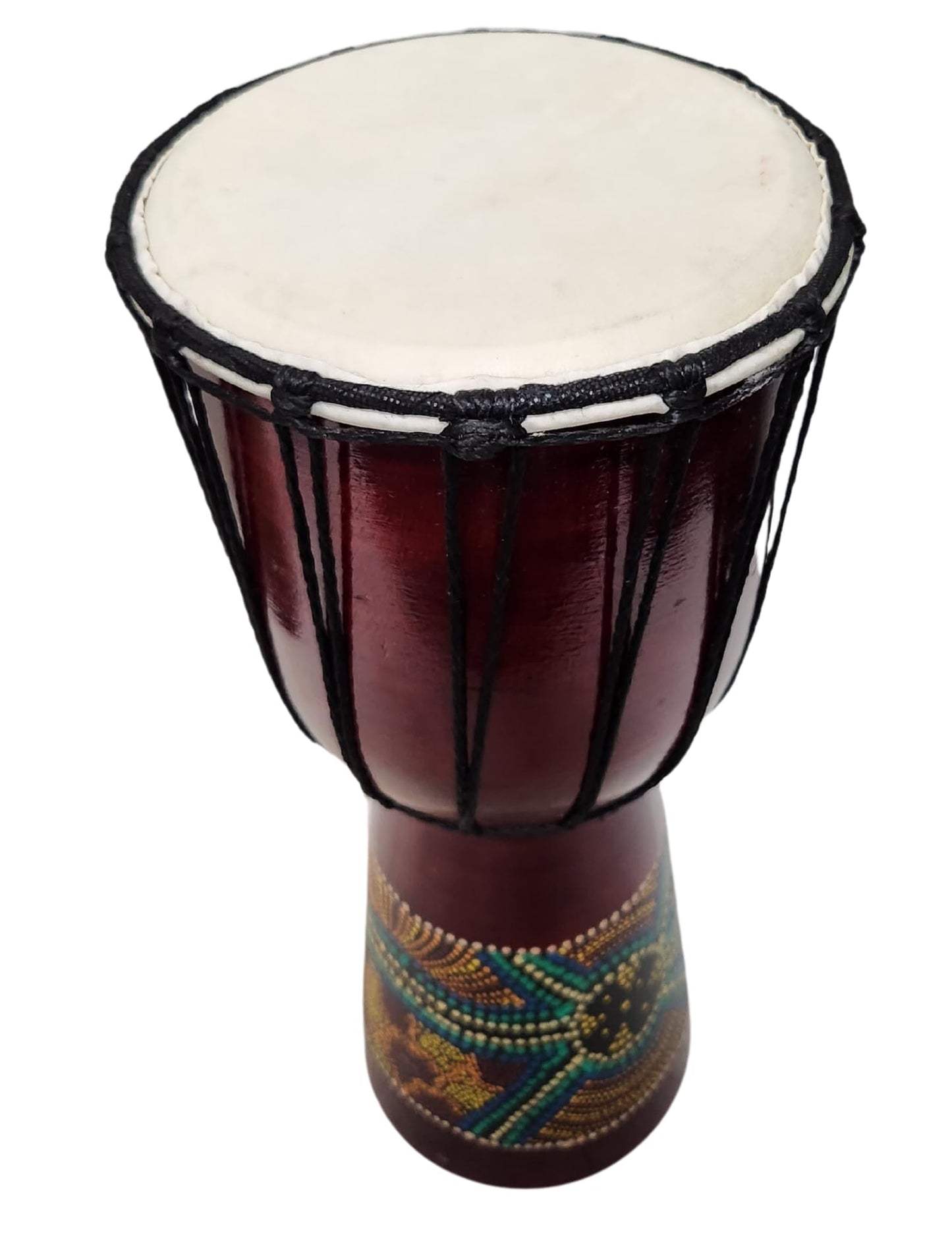 DJEMBE DRUM BONGO 16" HAND CARVED AFRICAN ABORIGINAL DOT ART DESIGN DIRECT FROM THE FACTORY